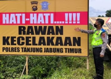 Polres Tanjab Timur Pasang Spanduk Peringatan