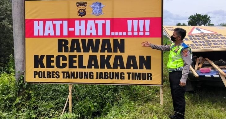 Polres Tanjab Timur Pasang Spanduk Peringatan