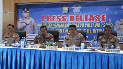 Kapolda Sulsel Pimpin Press Release Hasil Operasi Patuh Pallawa 2023