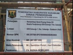 Pembangunan Rehabilitasi Ruang kelas SDN Sukaraja 1 Tinggalkan Utang Matrial Puluhan Juta