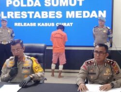 Kapolrestabes Medan Kombes Teddy Jhon Marbun Gelar Konferensi Pers Terkait Pencurian Sepeda Motor 11 Kali