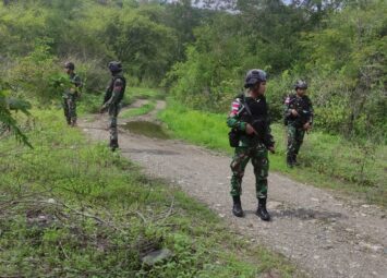 Gelar Pengamanan Di Perbatasan, Pos Oepoli Sungai Satgas Yonkav 6/Naga Karimata