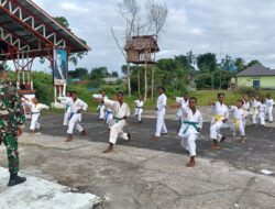 Persiapan Kejurda, Satgas Yonif 125/SMB Latih Ratusan Karateka Kabupaten Mappi