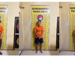 Satresnarkoba Polres Binjai Meringkus Tiga Orang Pria Diduga Sebagai Bandar Narkoba