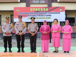 Kapolres Gowa Pimpin Upacara Korps Raport Kenaikan Pangkat Perwira Pengabdian