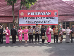 Polres Binjai Laksanakan Upacara Pelepasan Personil Yang Memasuki Masa Purna Bhakti 
