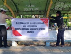 Spanduk Himbauan Polres Takalar, Warga Diajak Sampaikan Aspirasi Secara Damai