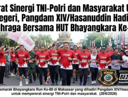 Pererat Sinergi TNI-Polri dan Masyarakat Untuk Negeri, Pangdam XIV/Hasanuddin Hadiri Olahraga Bersama HUT Bhayangkara Ke-80