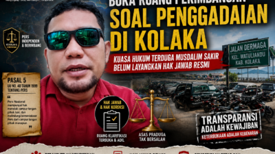 Buka Ruang Perimbangan Soal Penggadaian di Kolaka, Kuasa Hukum Terduga Musdalim Sakir Belum Layangkan Hak Jawab Resmi